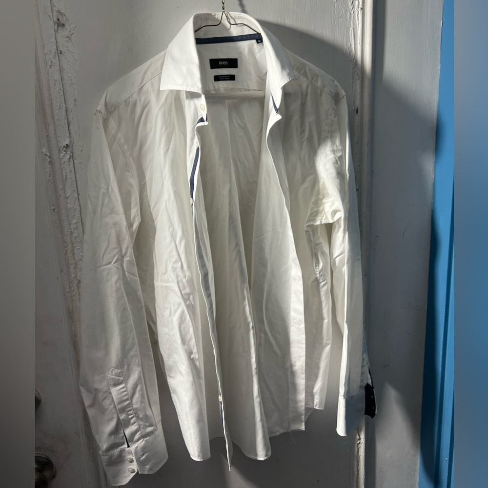 Boss men, shirt, white, and blue